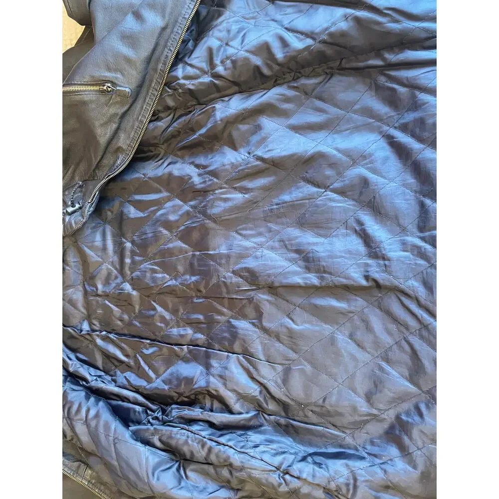 VTG Genuine Leather Jacket Zip Closure Draw String Waist & Collar Cozy Boho Lg